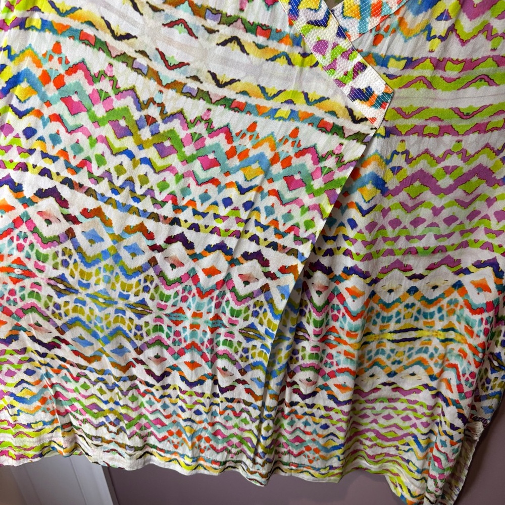Sahara London Beautiful Print V-Neck Viscose Tunic Top 14-16 - Picture 5 of 10